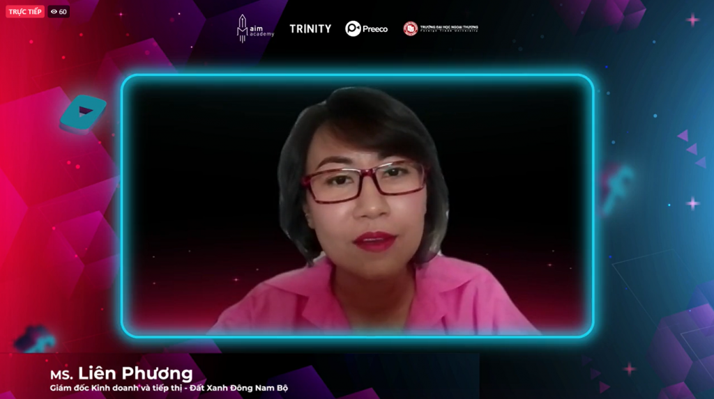 Bà Liên Phương - Giám đốc Ok365vina khuyến mãi hot mỗi ngày và Tiếp thị - Đất Xanh Đông Nam Bộ góp mặt tại buổi hội thảo