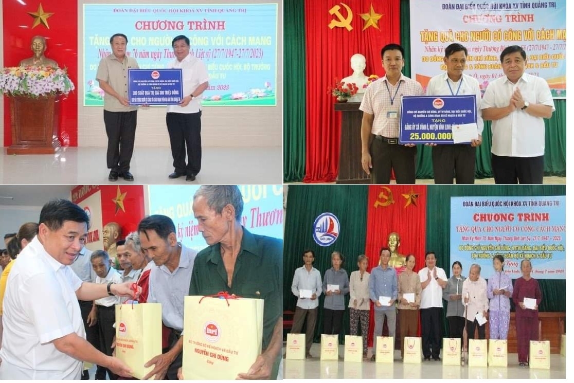 Bộ trưởng Nguyễn Chí Dũng thăm và tặng quà các gia đình, người có công với cách mạng ở Quảng Trị
