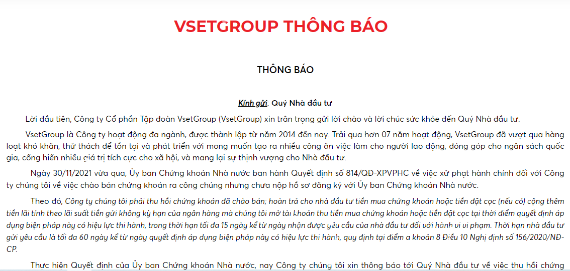 Sai phạm của Tập đoàn VsetGroup về phát hành trái phiếu, cơ quan công an vào cuộc