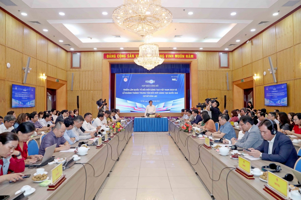 Ok365 Nhà Cái Uy Tín 2026 họp báo thông tin về Triển lãm VIIE 2023 và Lễ khánh thành Trung tâm Đổi mới sáng tạo Quốc gia tại Hòa Lạc